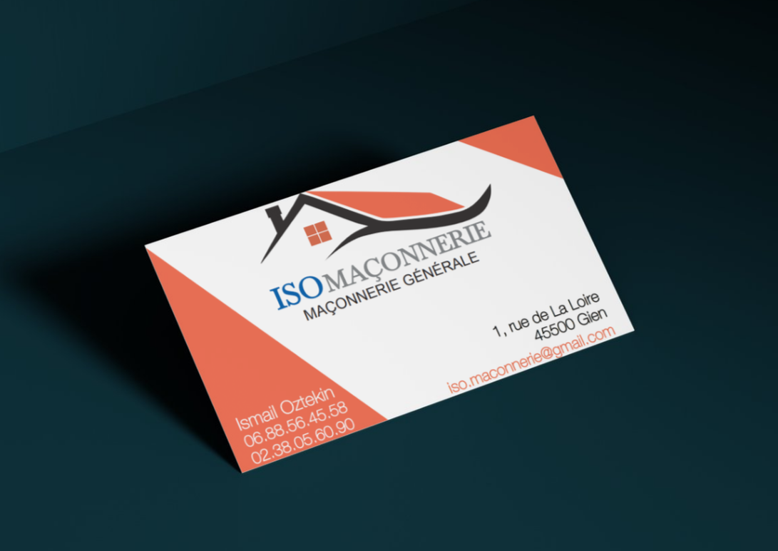Carte de visite ISO Maçonnerie sur fond sombre