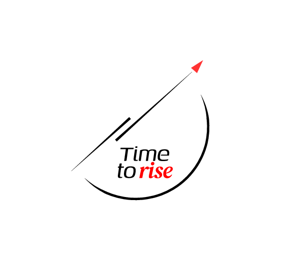 Logo Time to Rise, flèche rouge ascendante dans un cercle noir